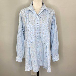 Vintage Polka Dot Button Down Maternity Shirt Womens 12 Casual Hipster Classic